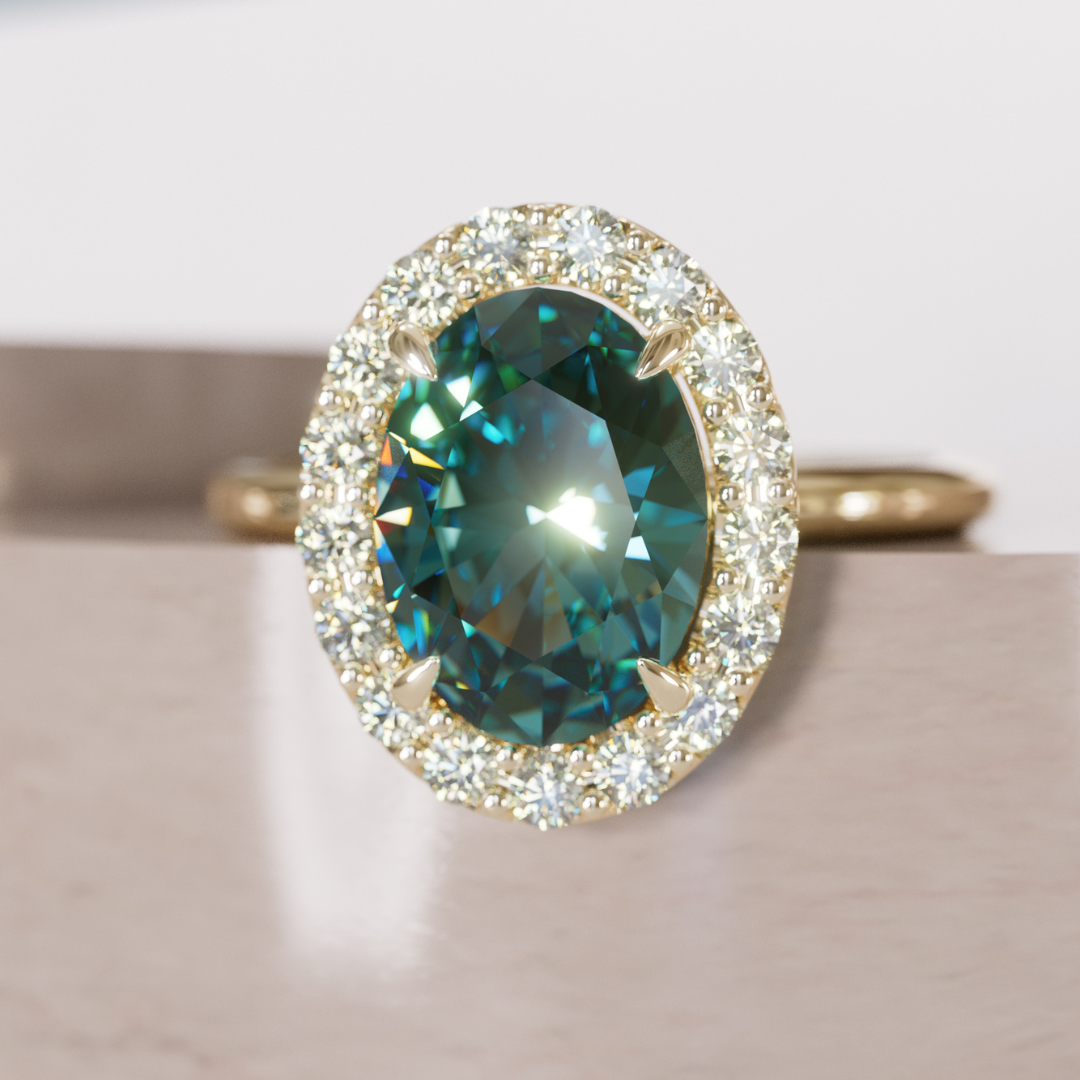 Kristina Oval Sapphire Unique Vintage Halo Engagement Ring By Valley Rose