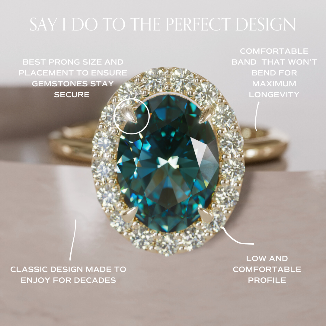 Kristina Oval Sapphire Unique Vintage Halo Engagement Ring By Valley Rose