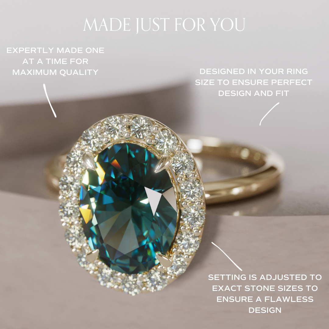 Kristina Oval Sapphire Unique Vintage Halo Engagement Ring By Valley Rose