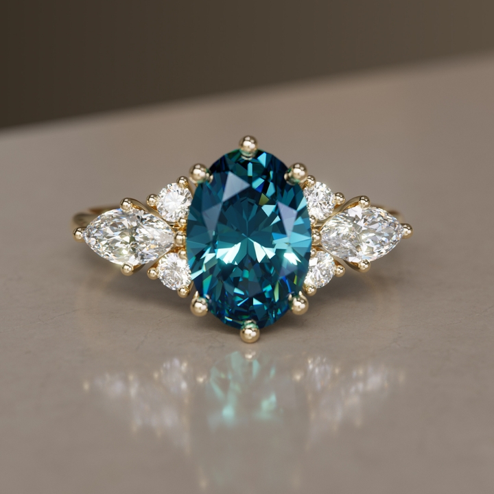 Leonora Oval Blue Sapphire Unique Vintage Engagement Ring By Valley Rose