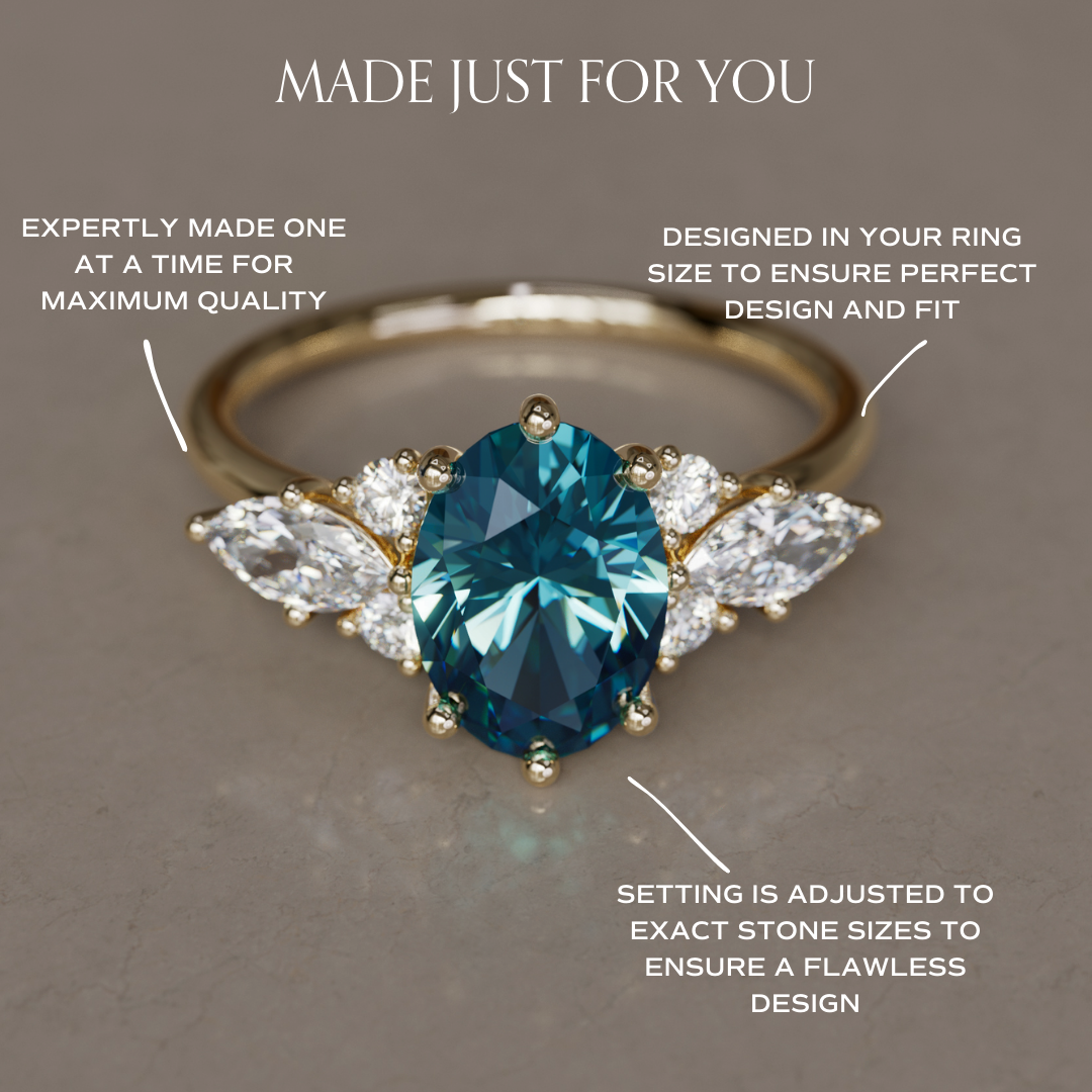 Leonora Oval Blue Sapphire Unique Vintage Engagement Ring By Valley Rose