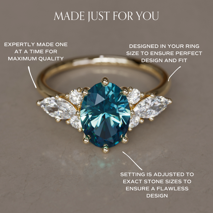 Leonora Oval Blue Sapphire Unique Vintage Engagement Ring By Valley Rose
