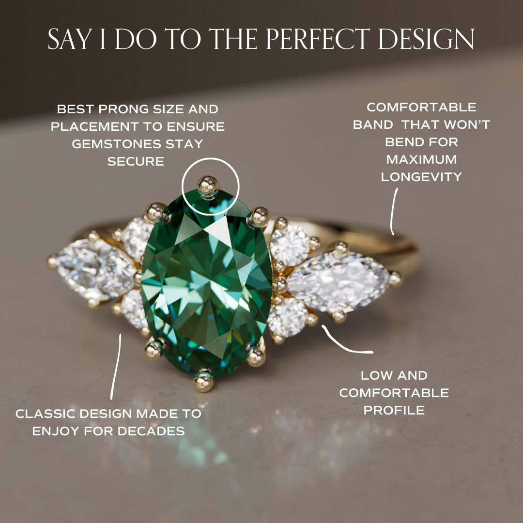 Leonora Oval Green Sapphire Unique Vintage Engagement Ring By Valley Rose