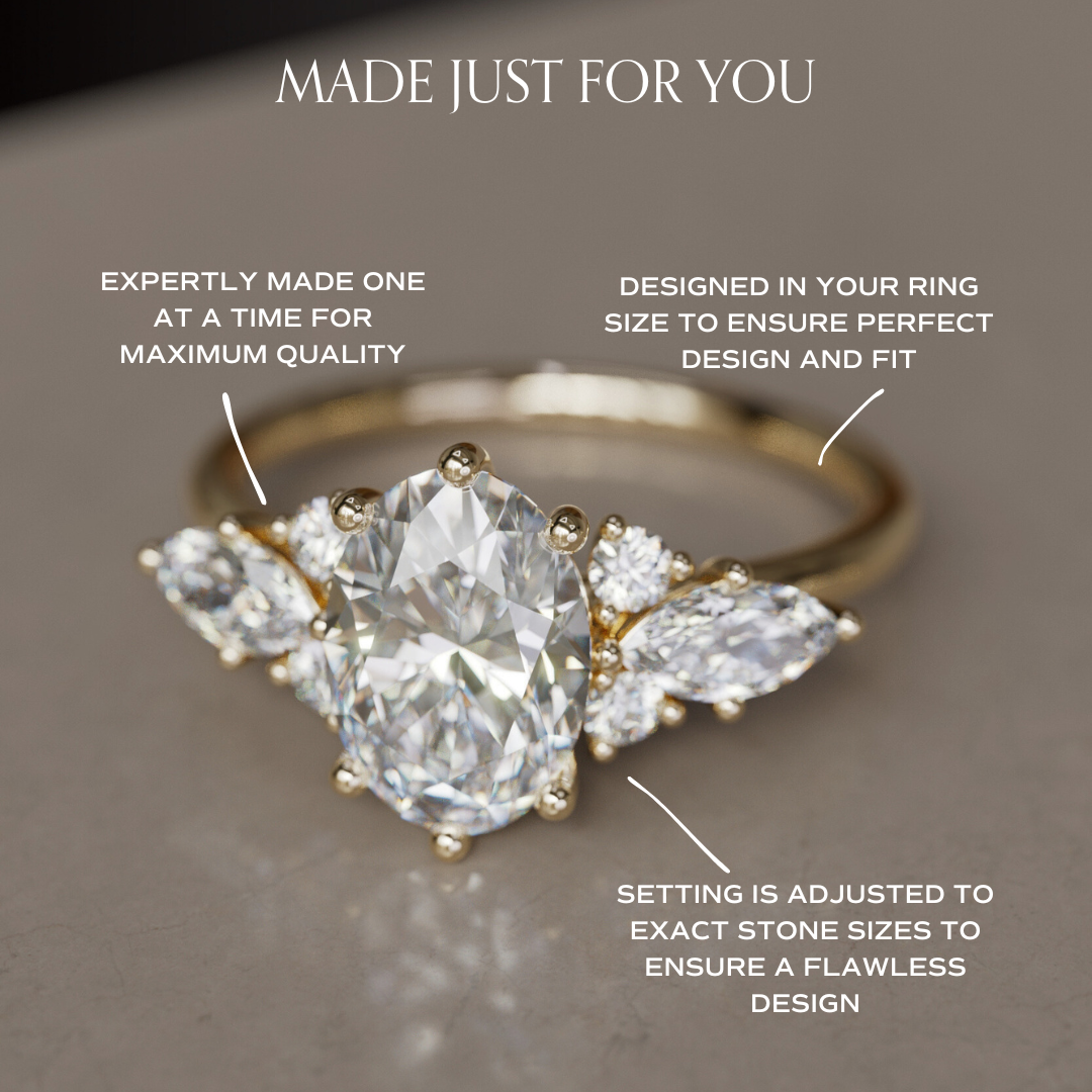 Leonora Oval Lab Diamond Unique Vintage Engagement Ring By Valley Rose