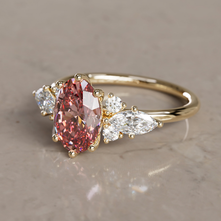 Leonora Oval Pink Lab Diamond Fairytale Engagement Ring By Valley Rose