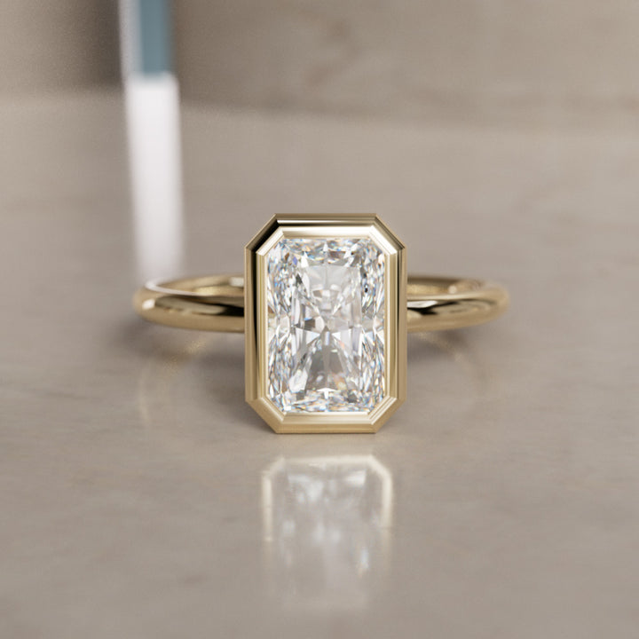 Lexie Radiant Cut Diamond Modern Unique Bezel Engagement Ring By Valley Rose