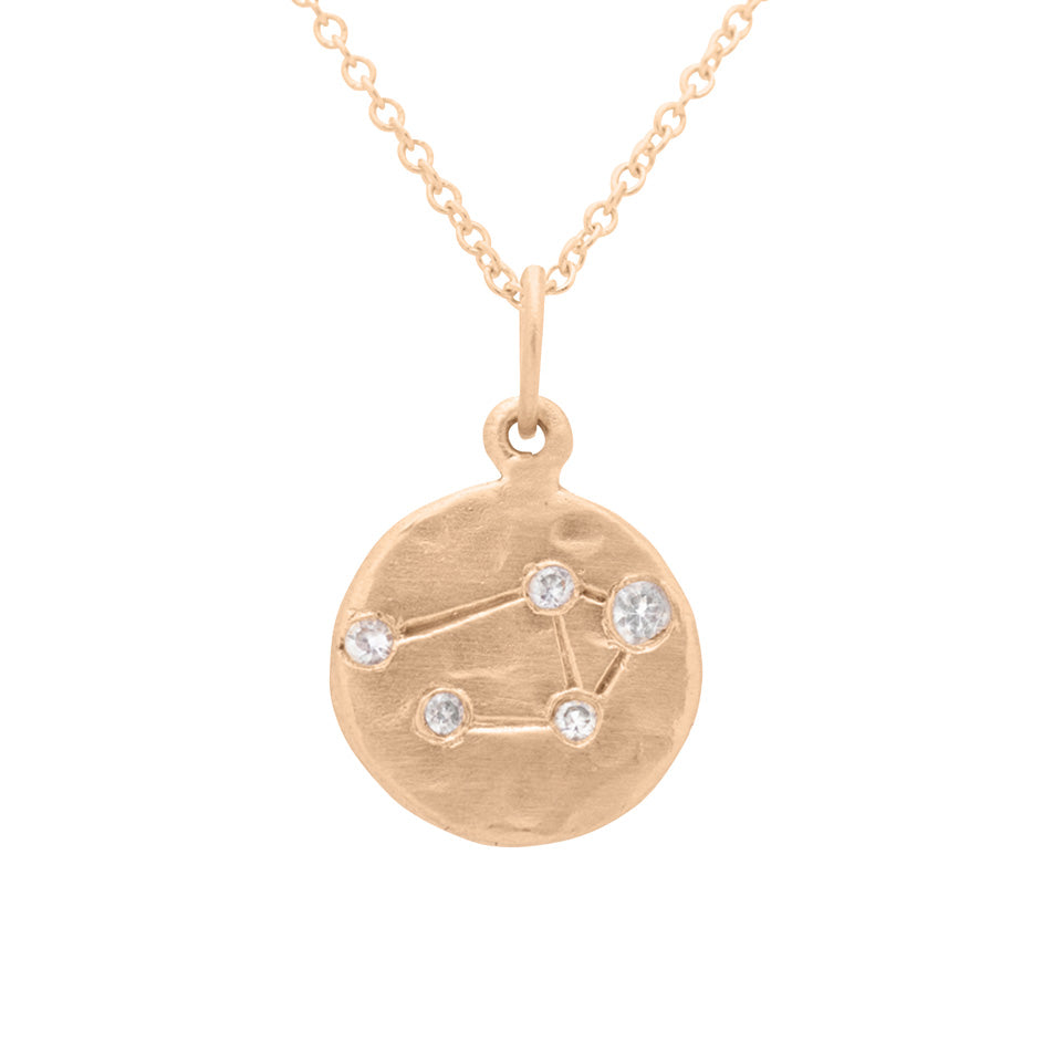 Libra Zodiac Astrology Charm - Diamond Gold Constellation Pendant Lab Diamond By Valley Rose Ethical Jewelry