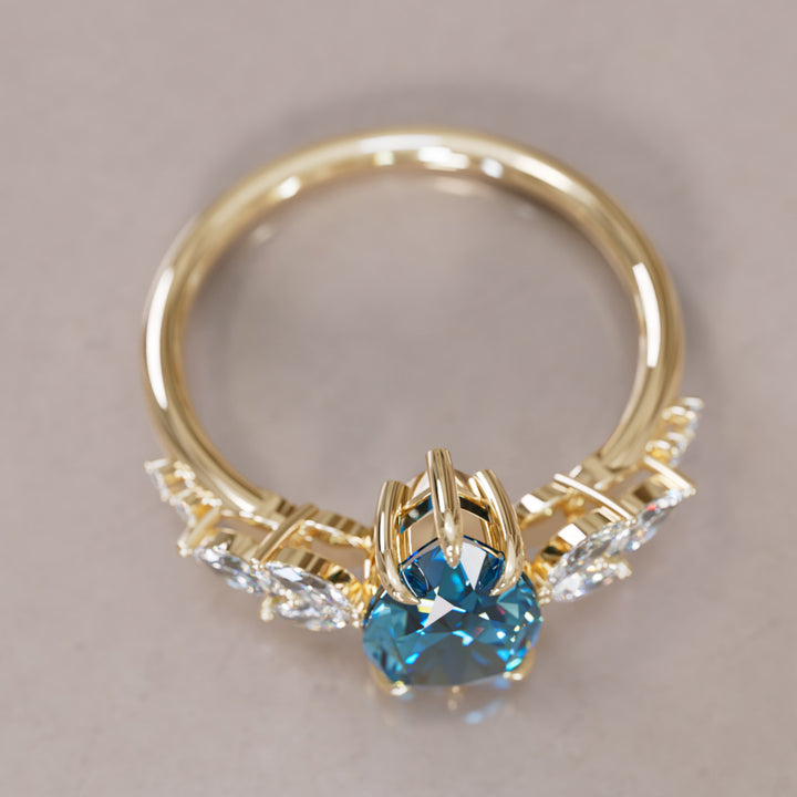 Lily Pear Blue Sapphire Engagement Flower Ring Nature Inspired By Valley Rose