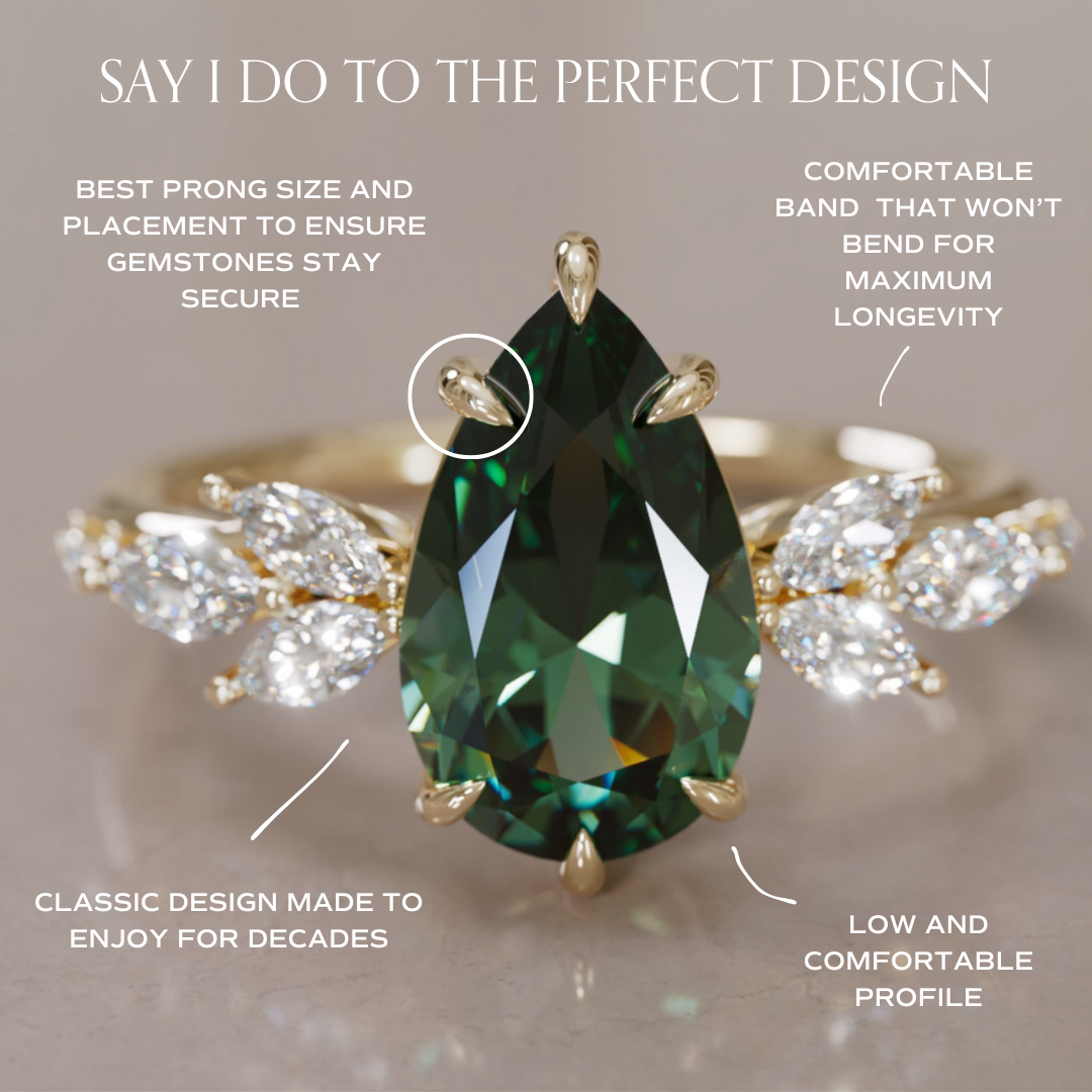 Lily Pear Green Sapphire Engagement Flower Ring Nature Inspired By Valley Rose