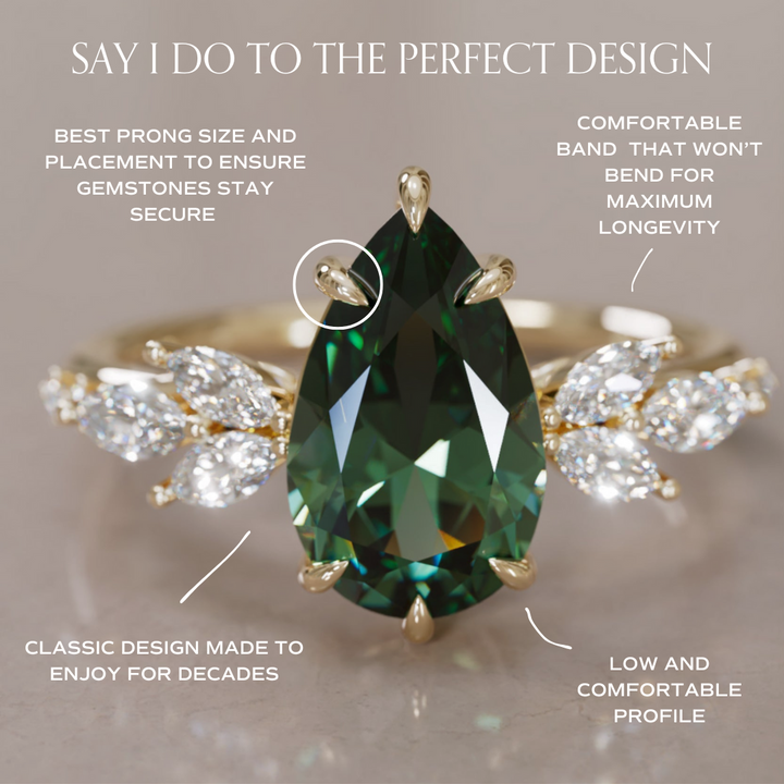 Lily Pear Green Sapphire Engagement Flower Ring Nature Inspired By Valley Rose