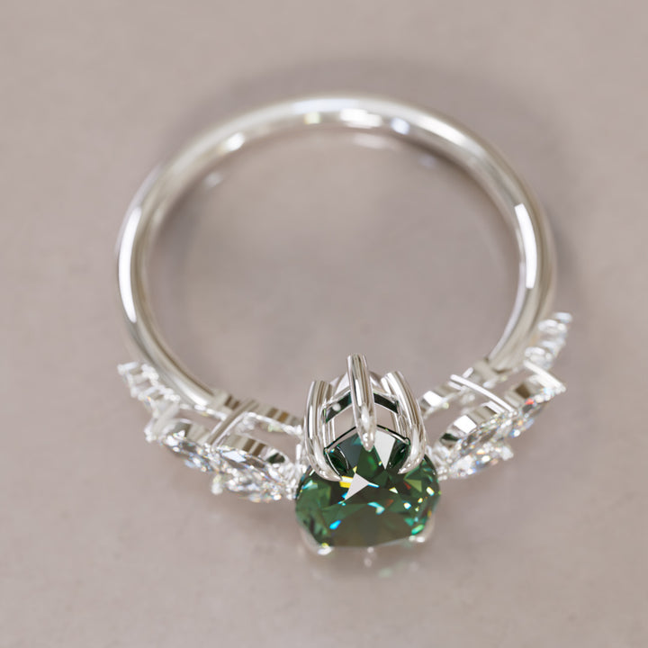 Lily Pear Green Sapphire Engagement Flower Ring Nature Inspired By Valley Rose