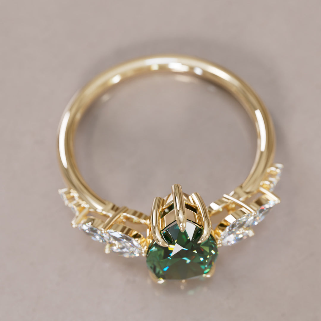 Lily Pear Green Sapphire Engagement Flower Ring Nature Inspired By Valley Rose