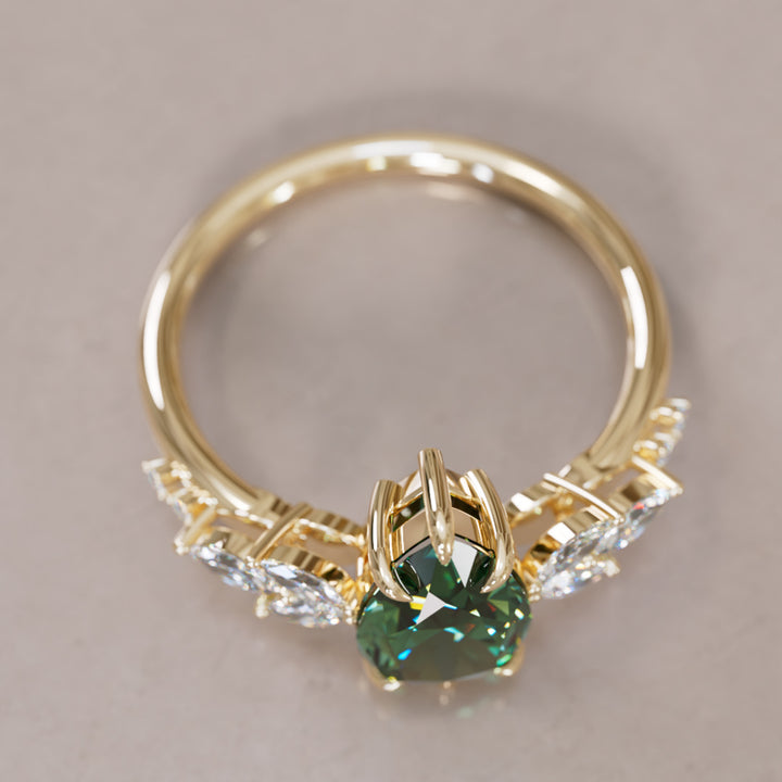 Lily Pear Green Sapphire Engagement Flower Ring Nature Inspired By Valley Rose