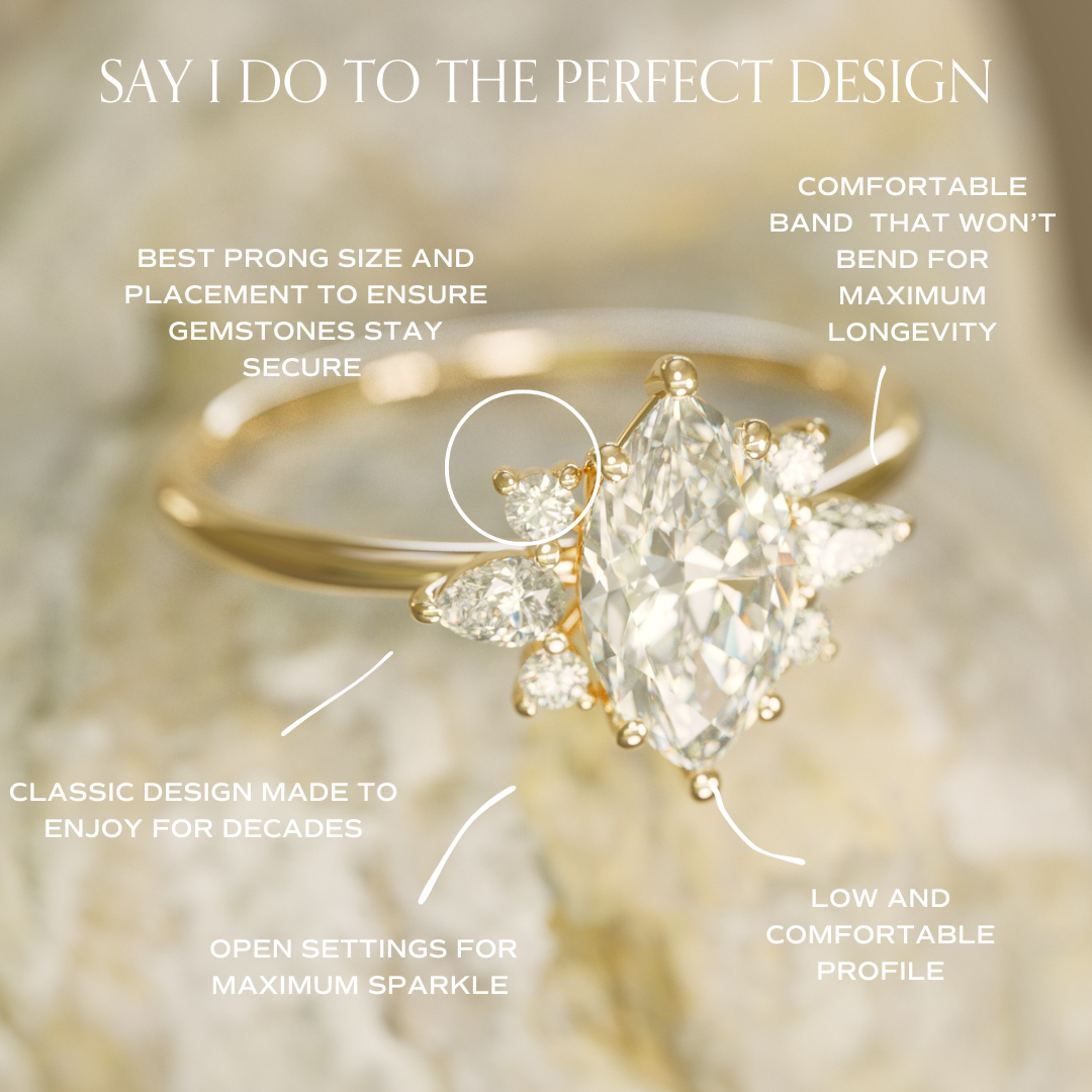 Lisa Marquise Diamond Flower Engagement Ring Nature Inspired By Valley Rose