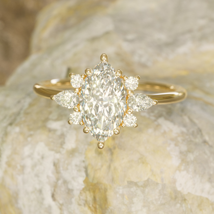 Lisa Marquise Diamond Flower Engagement Ring Nature Inspired By Valley Rose