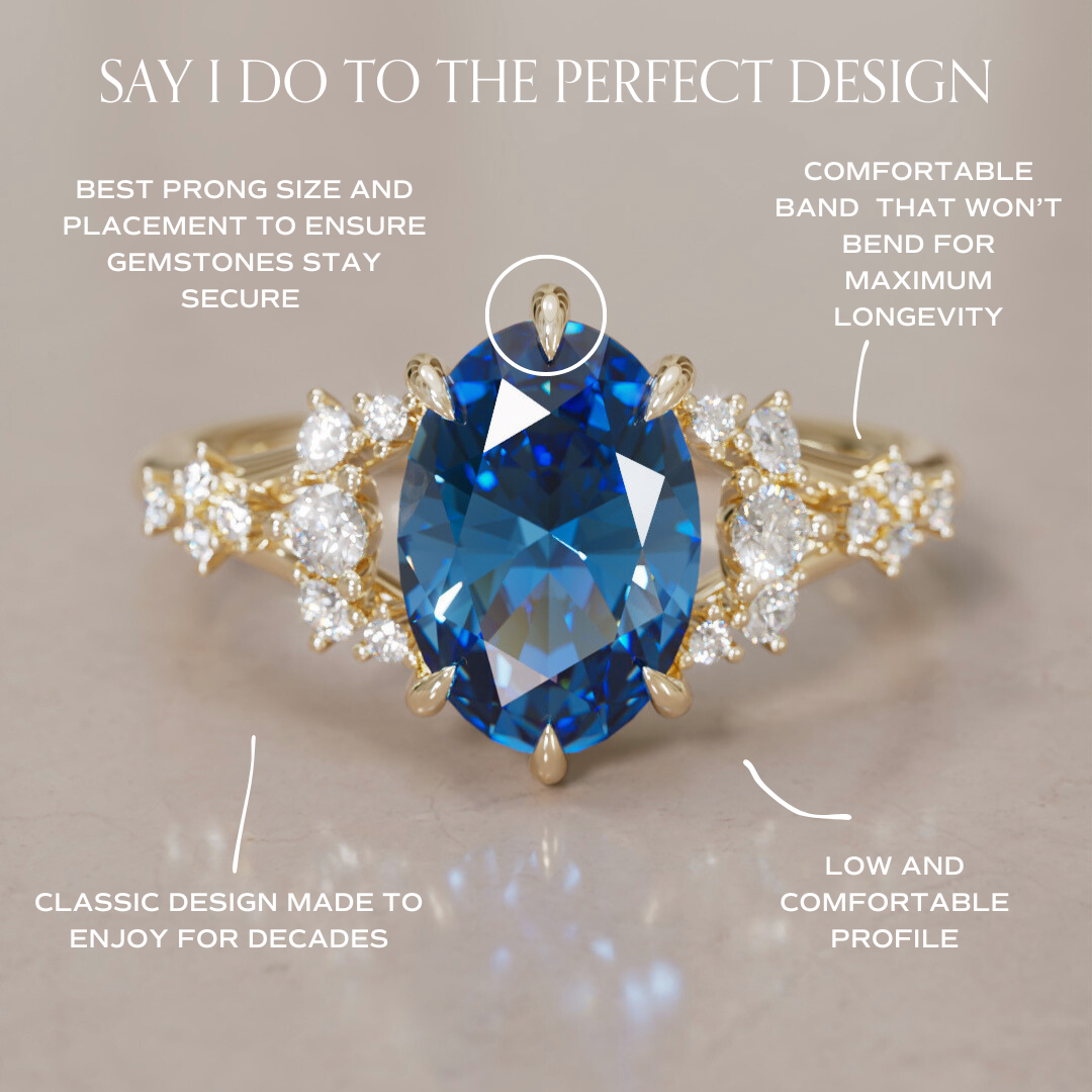 Lucette Oval Blue Sapphire Fantasy Unique Engagement Ring By Valley Rose