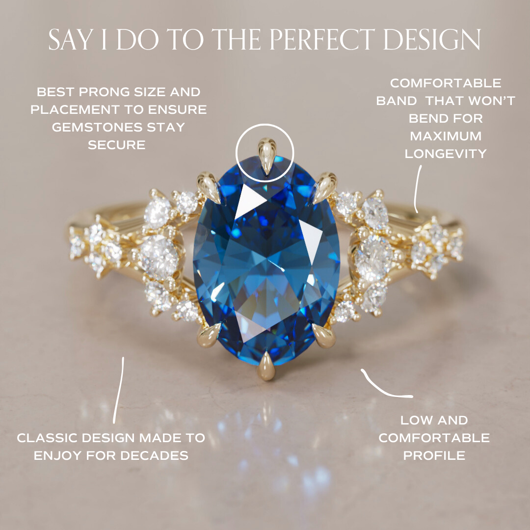 Lucette Oval Blue Sapphire Fantasy Unique Engagement Ring By Valley Rose