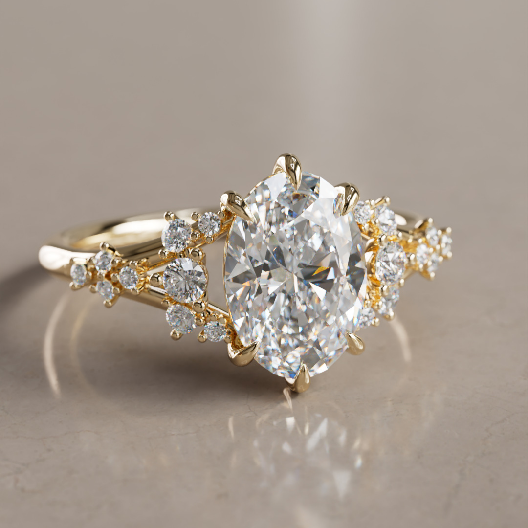 Lucette Oval Lab Diamond Unique Engagement Ring By Valley Rose