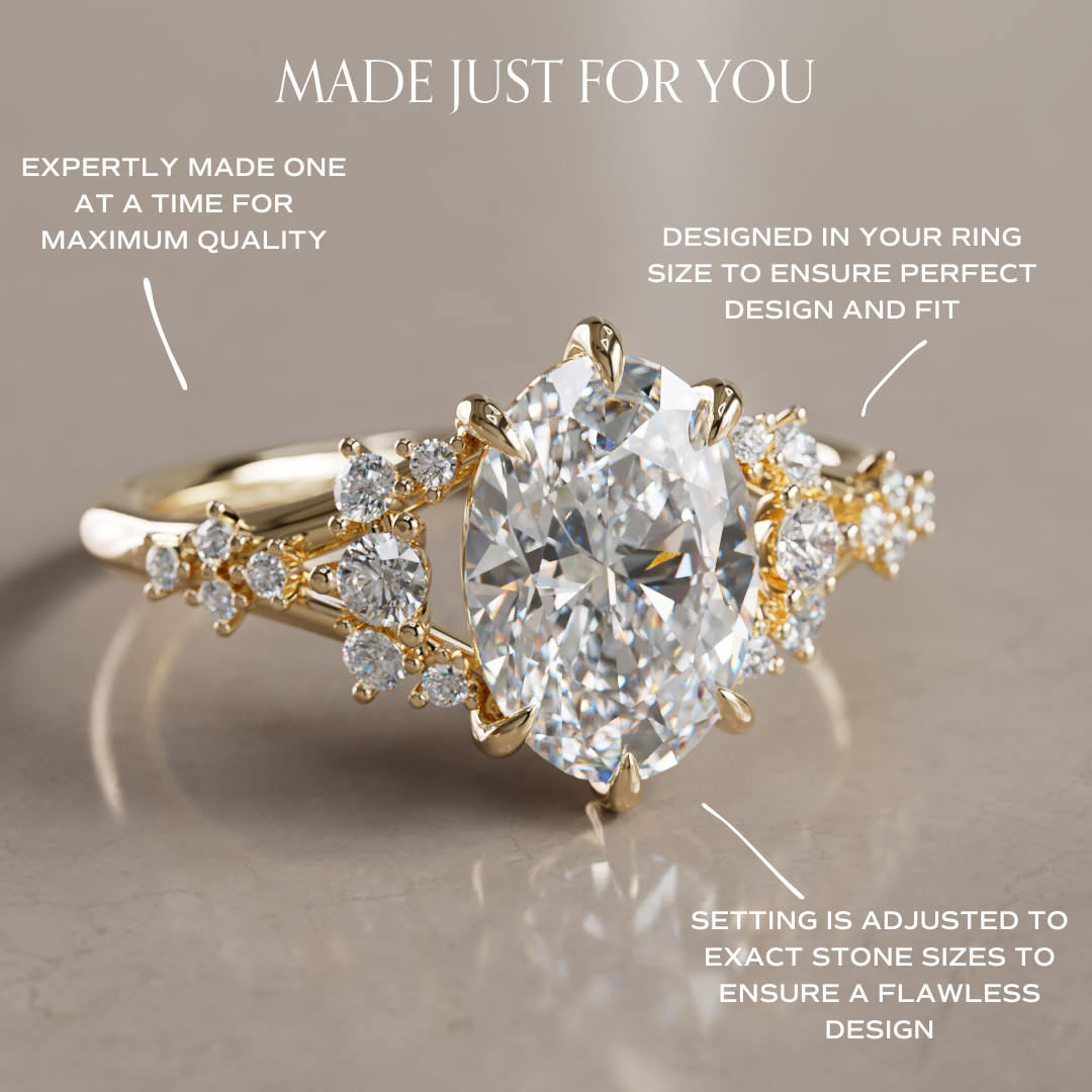 Lucette Oval Lab Diamond Unique Engagement Ring By Valley Rose