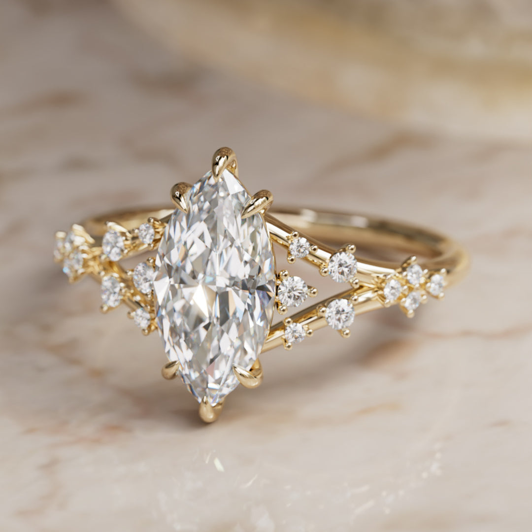 Luminara Marquise Lab Diamond Unique Vintage Engagement Ring By Valley Rose