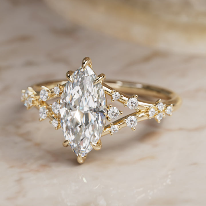 Luminara Marquise Lab Diamond Unique Vintage Engagement Ring By Valley Rose