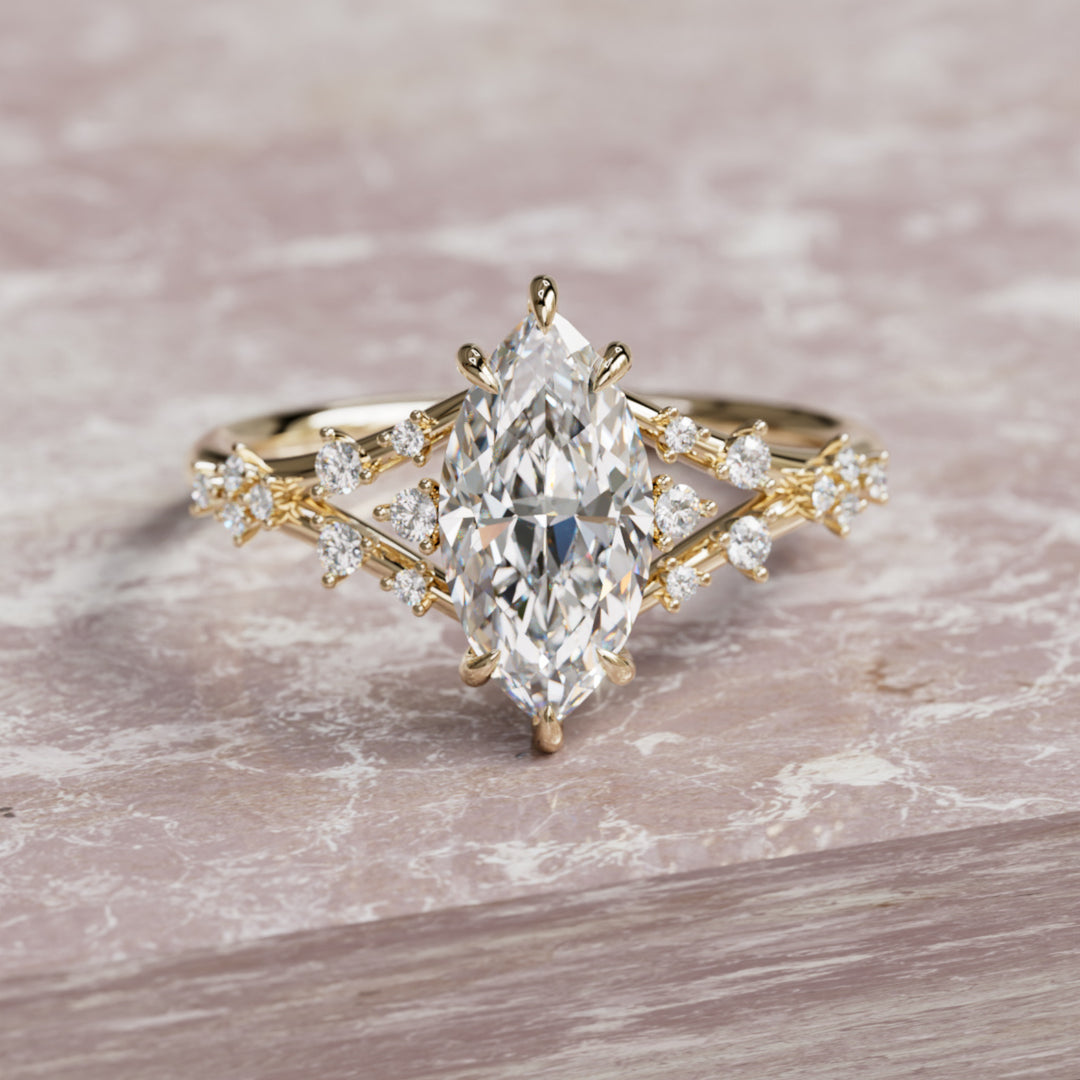 Luminara Marquise Lab Diamond Unique Vintage Engagement Ring By Valley Rose