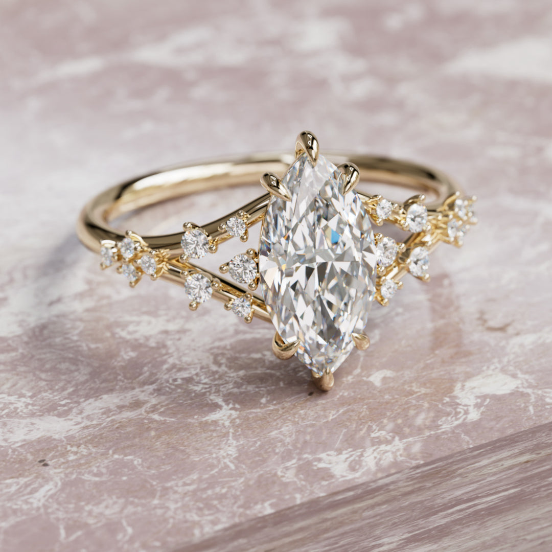 Luminara Marquise Lab Diamond Unique Vintage Engagement Ring By Valley Rose