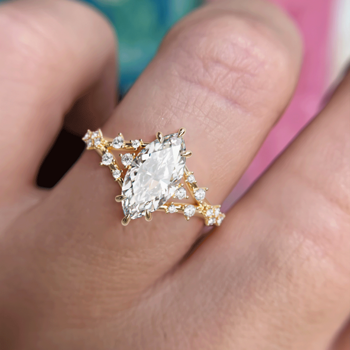 Luminara Marquise Lab Diamond Unique Vintage Engagement Ring By Valley Rose