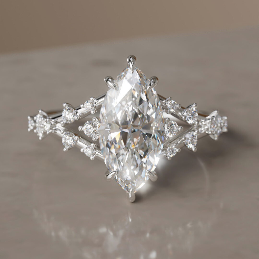 Luminara Marquise Lab Diamond Unique Vintage Engagement Ring By Valley Rose