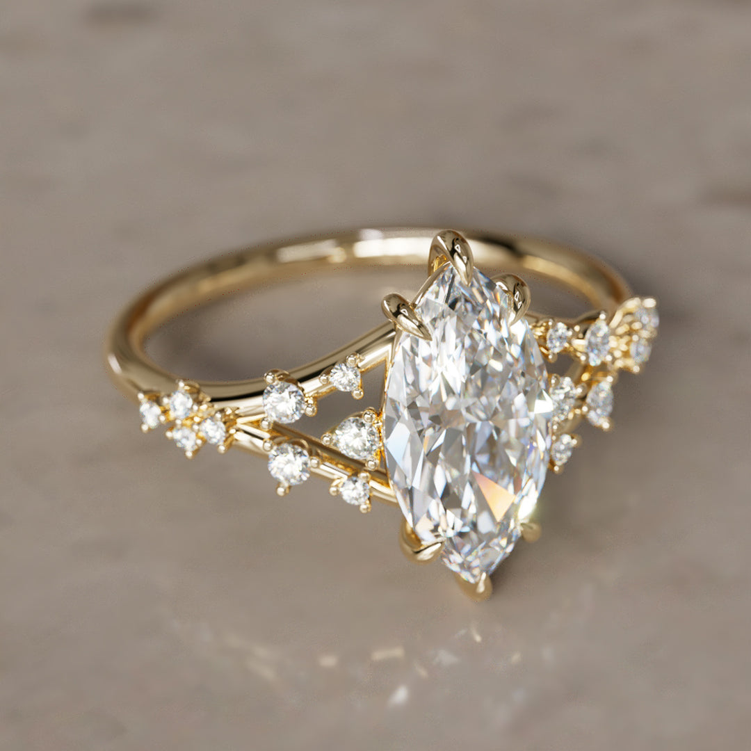 Luminara Marquise Lab Diamond Unique Vintage Engagement Ring By Valley Rose