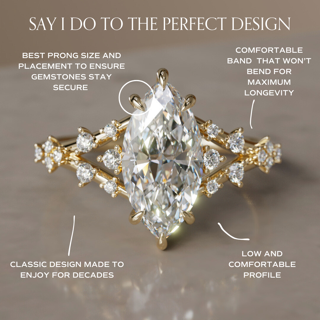 Luminara Marquise Lab Diamond Unique Vintage Engagement Ring By Valley Rose