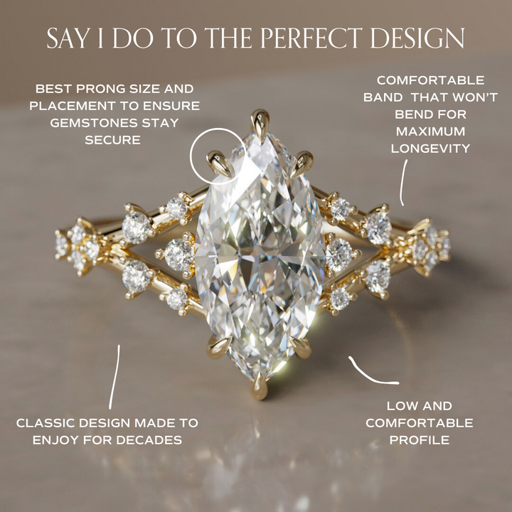 Luminara Marquise Lab Diamond Unique Vintage Engagement Ring By Valley Rose