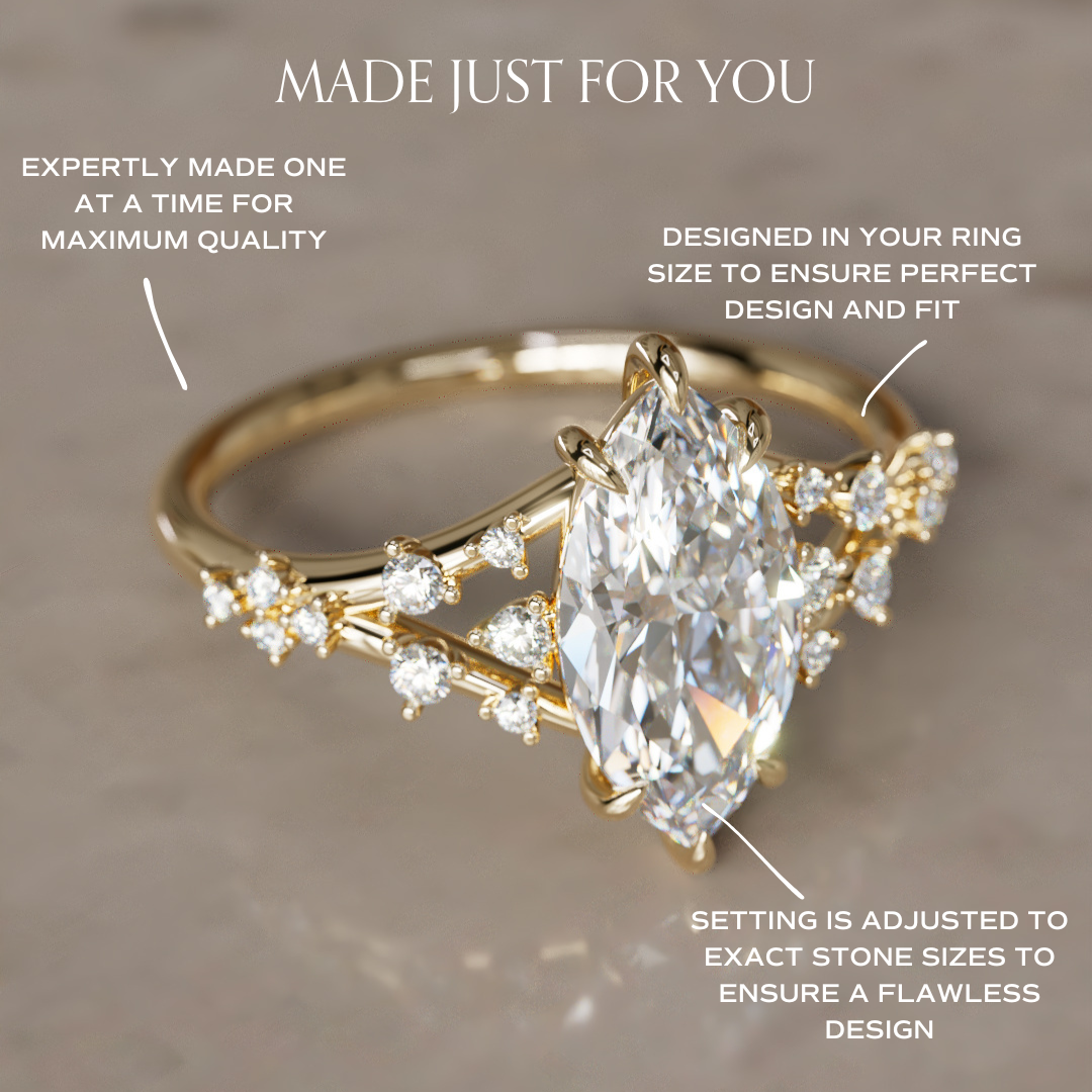 Luminara Marquise Lab Diamond Unique Vintage Engagement Ring By Valley Rose