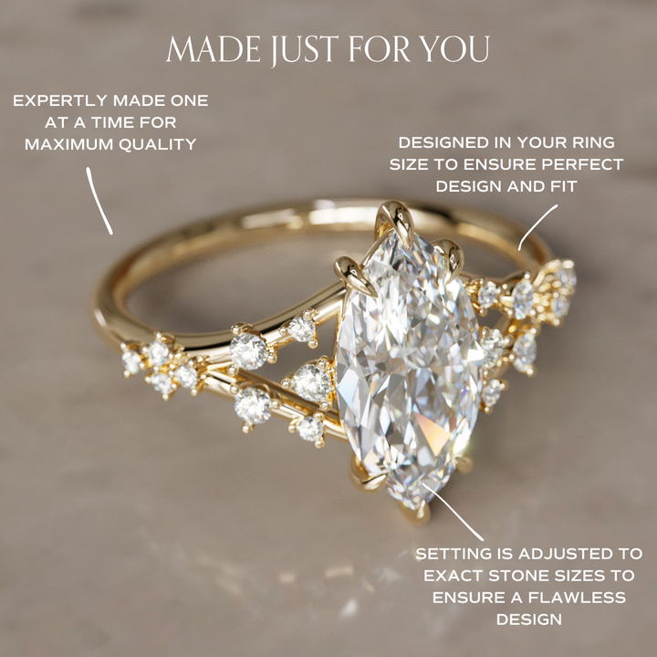 Luminara Marquise Lab Diamond Unique Vintage Engagement Ring By Valley Rose