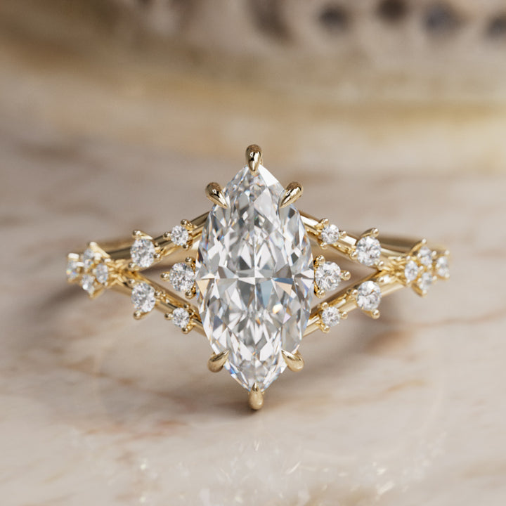 Luminara Marquise Lab Diamond Unique Vintage Engagement Ring By Valley Rose