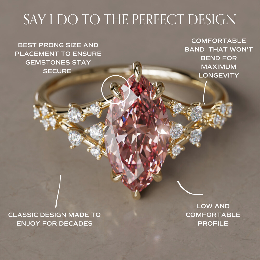 Luminara Marquise Pink Lab Diamond Alternative Engagement Ring By Valley Rose
