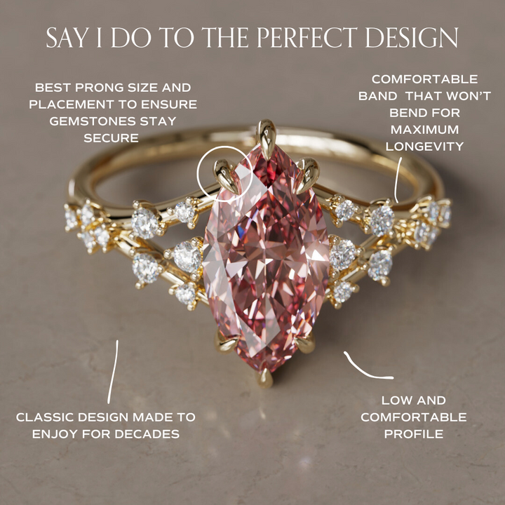 Luminara Marquise Pink Lab Diamond Alternative Engagement Ring By Valley Rose