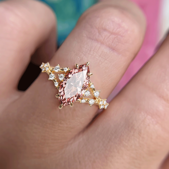 Luminara Marquise Pink Lab Diamond Alternative Engagement Ring By Valley Rose