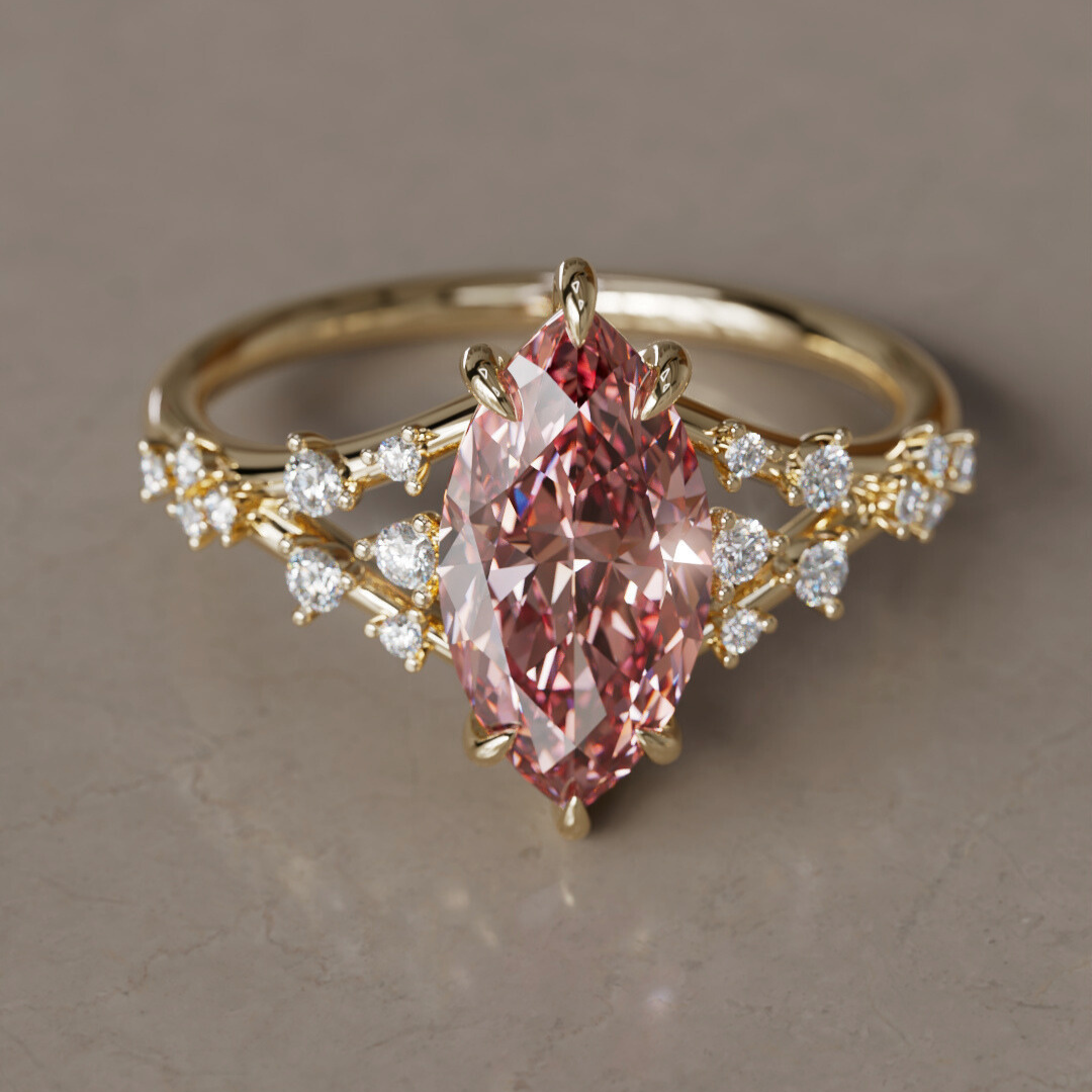 Luminara Marquise Pink Lab Diamond Alternative Engagement Ring By Valley Rose