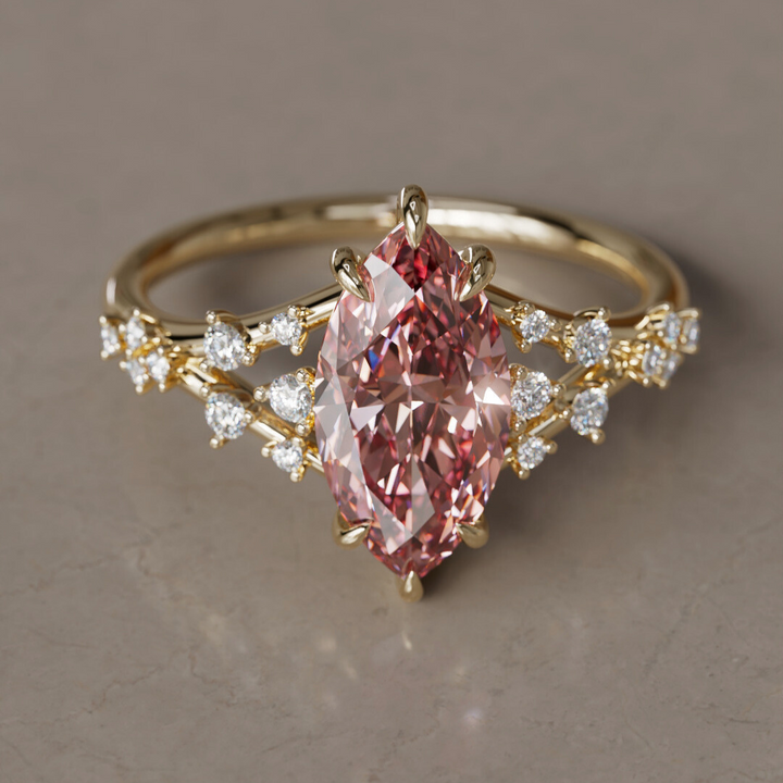 Luminara Marquise Pink Lab Diamond Alternative Engagement Ring By Valley Rose