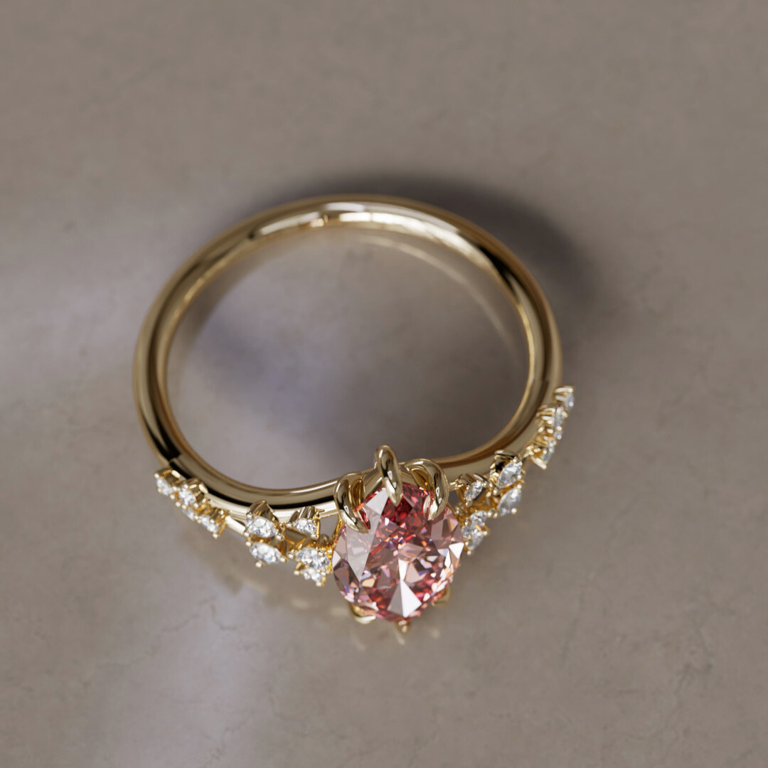 Luminara Marquise Pink Lab Diamond Alternative Engagement Ring By Valley Rose