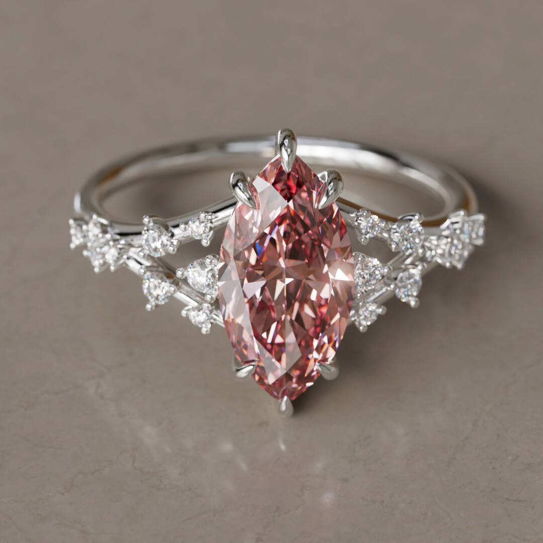 Luminara Marquise Pink Lab Diamond Alternative Engagement Ring By Valley Rose
