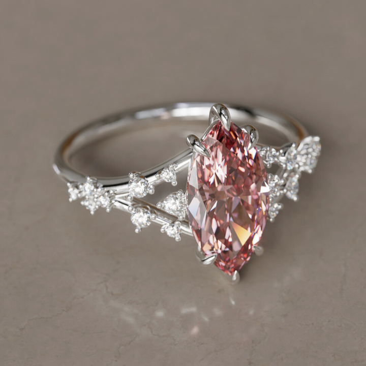 Luminara Marquise Pink Lab Diamond Alternative Engagement Ring By Valley Rose