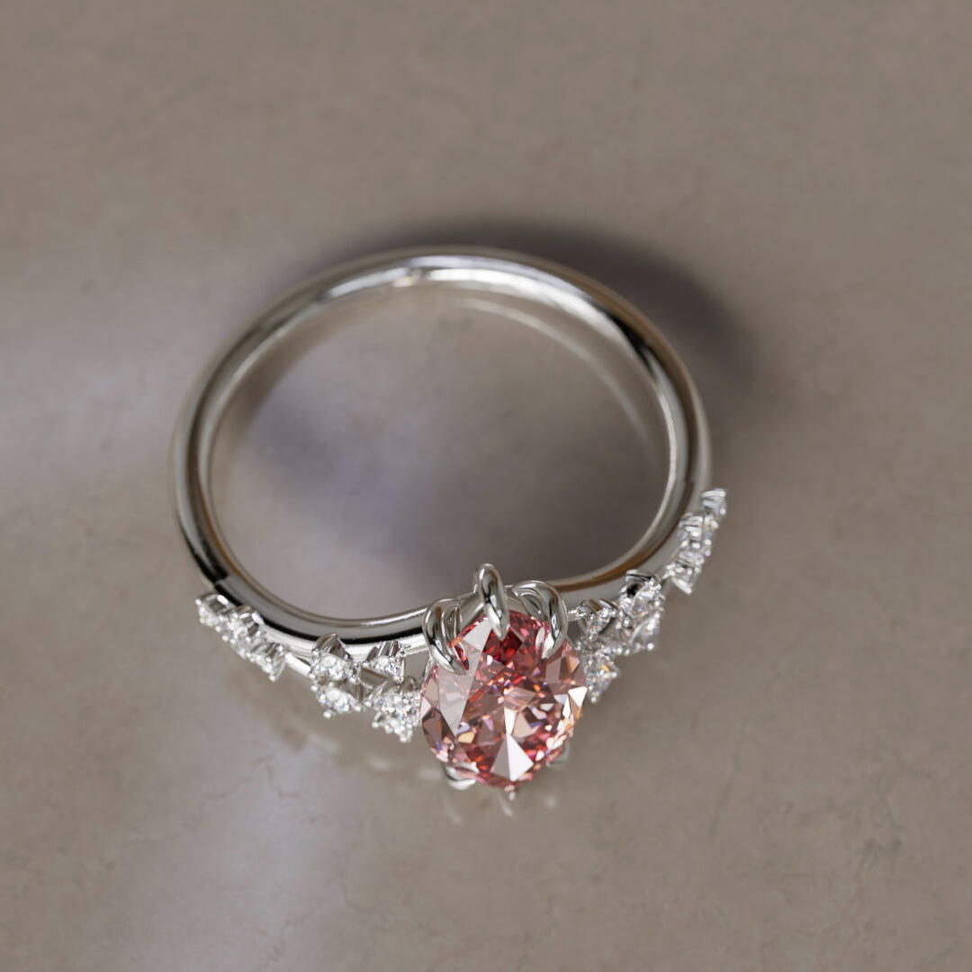 Luminara Marquise Pink Lab Diamond Alternative Engagement Ring By Valley Rose
