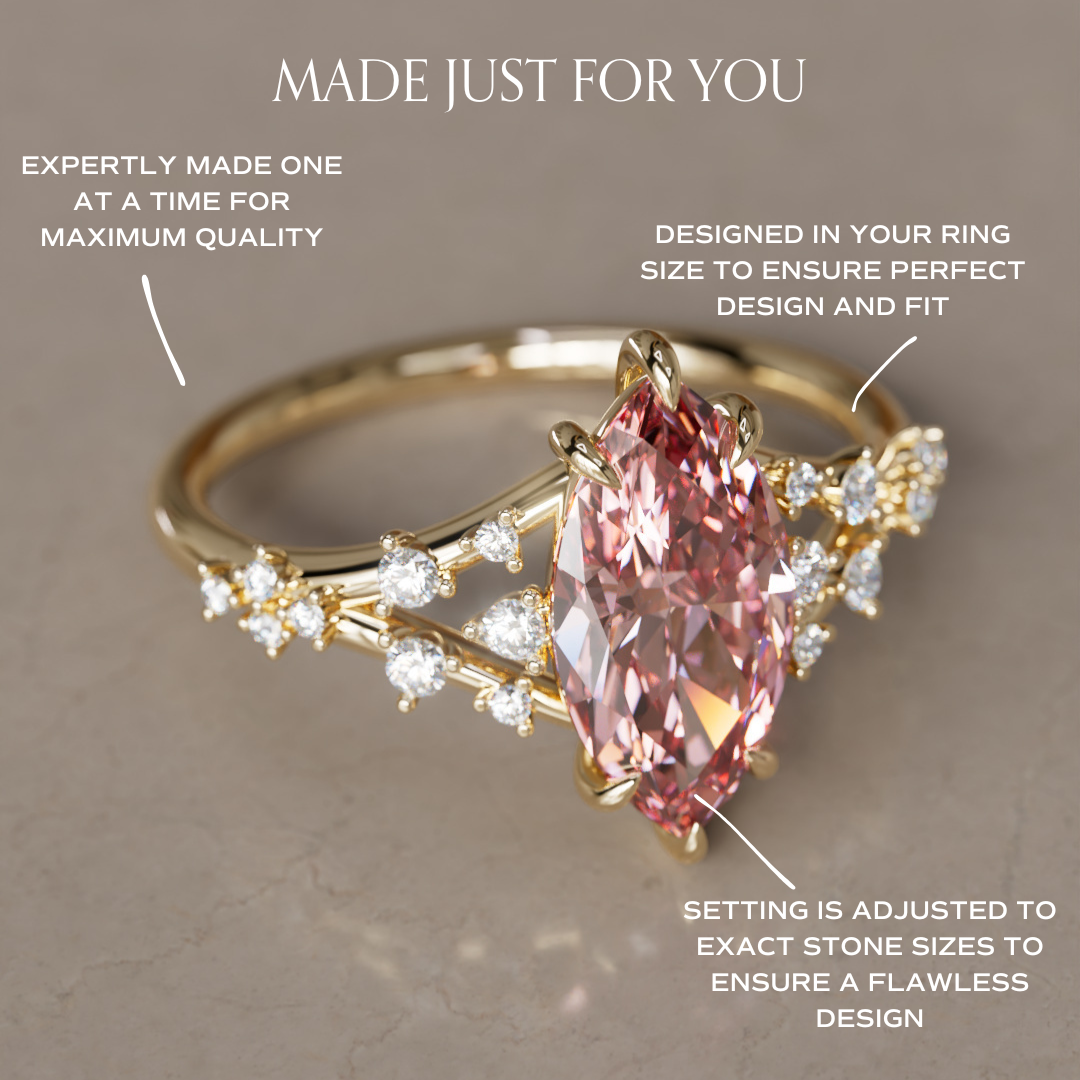 Luminara Marquise Pink Lab Diamond Alternative Engagement Ring By Valley Rose