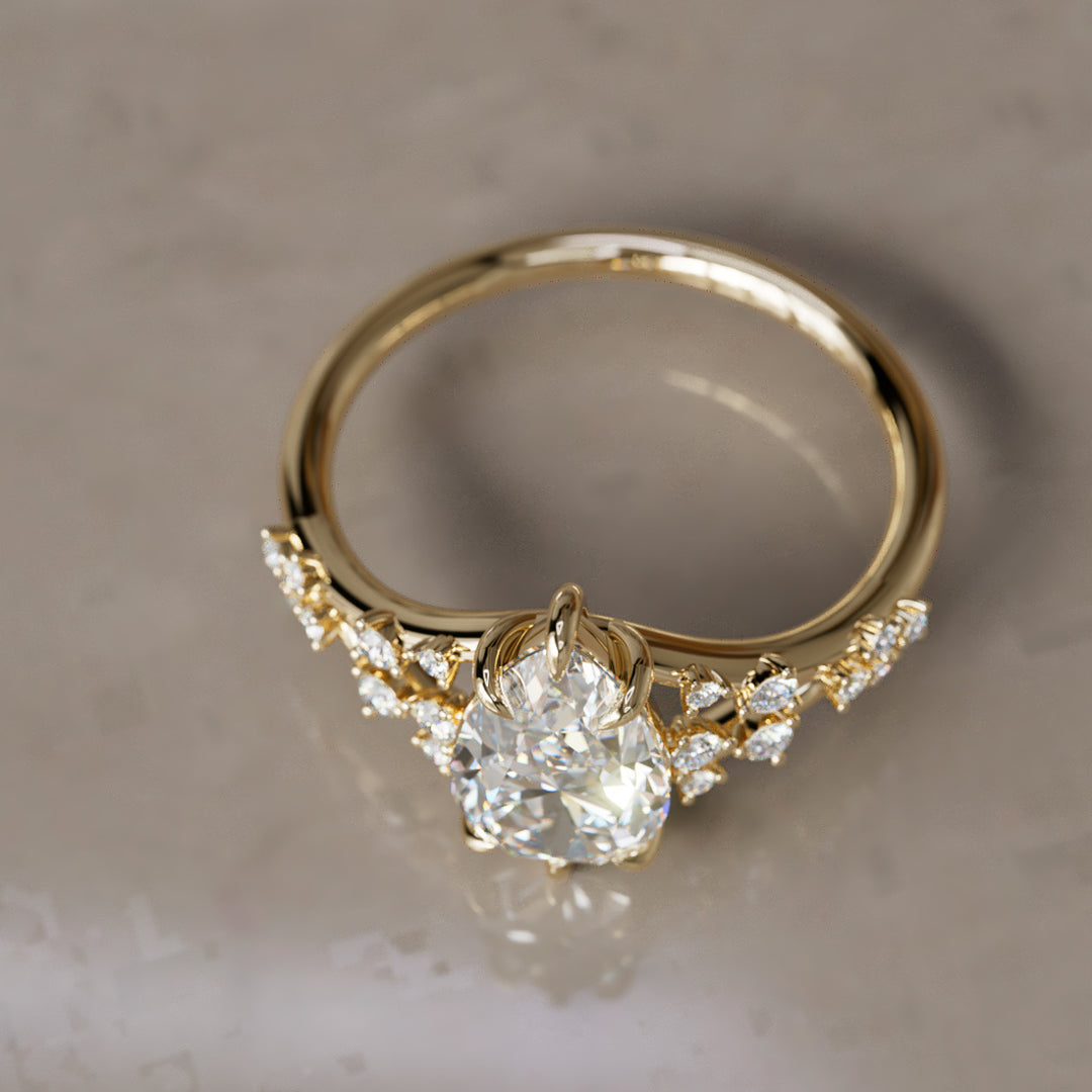 Lysandra Pear Lab Diamond Unique Vintage Engagement Ring By Valley Rose