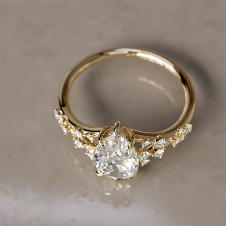 Lysandra Pear Lab Diamond Unique Vintage Engagement Ring By Valley Rose