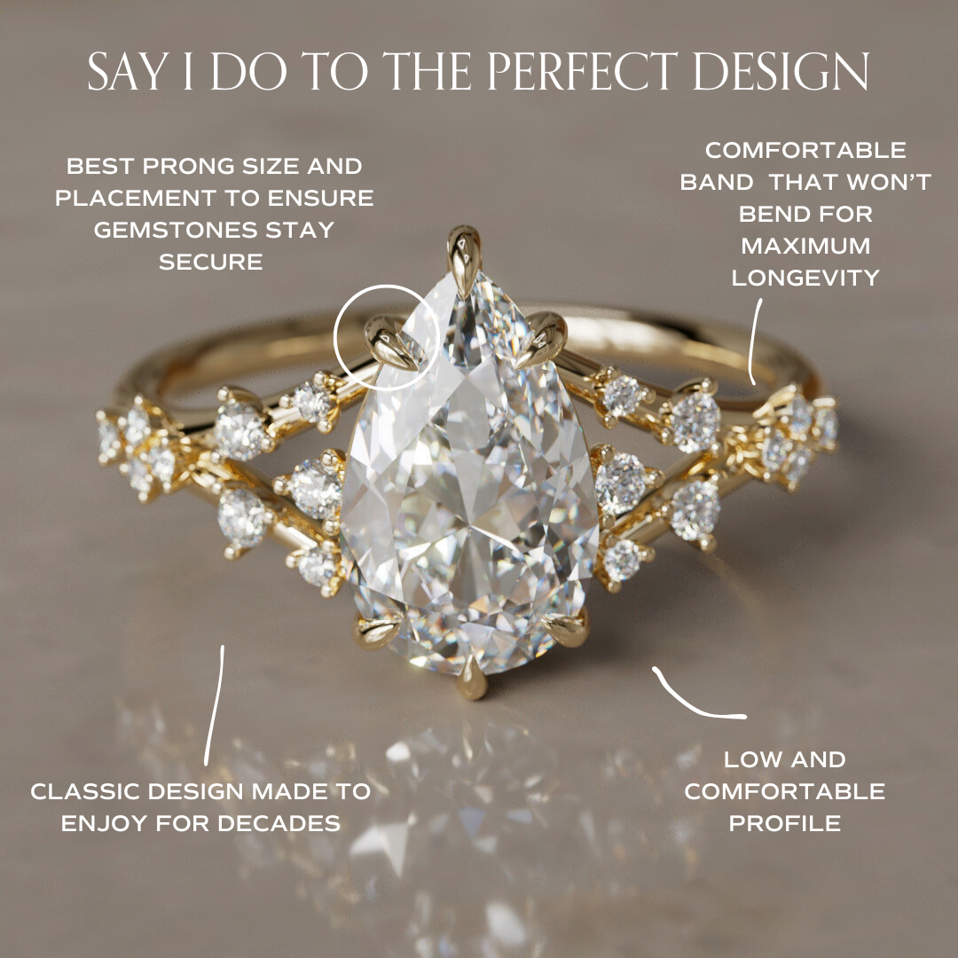Lysandra Pear Lab Diamond Unique Vintage Engagement Ring By Valley Rose
