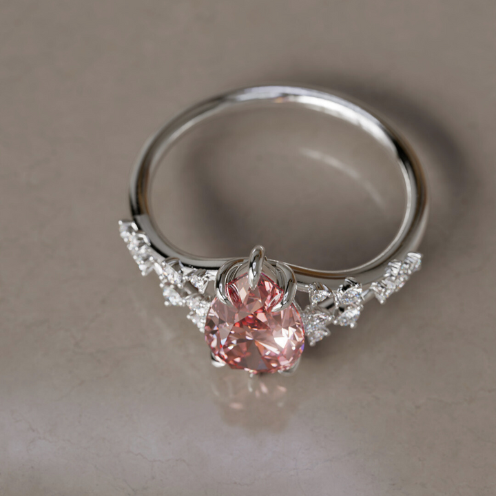 Lysandra Pear Pink Lab Diamond Alternative Engagement Ring By Valley Rose