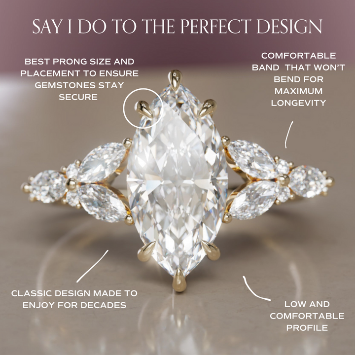 Magnolia Marquise Lab Diamond Engagement Flower Ring Nature Inspired By Valley Rose